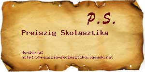 Preiszig Skolasztika névjegykártya